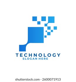 Elegant tech logo design. Pixel technology design icon vector