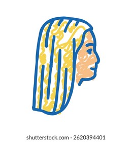 elegant teen hairstyle doodle icon sketch vector. elegant teen hairstyle sign. isolated symbol illustration