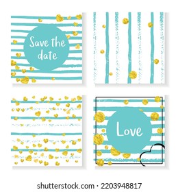 Elegant Template. Abstract Element. Mint Birthday Particle. Splatter Brochure. Golden Premium Art. Stripe Gatsby Card. Scrapbook Particles Set. Turquoise Elegant Template