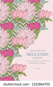 Elegant TEMPLATE CARD with floral design. Voucher template and certificate. Background design coupon, invitation, currency. Vector