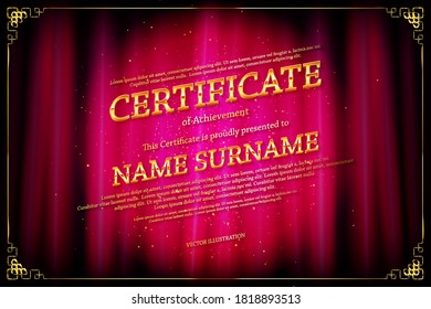 Elegant template of certificate, diploma. Certificate of achievement, education, awards, winner. Vector illustration EPS 10.