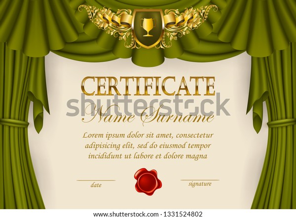 Elegant Template Certificate Diploma Lace Ornament Stock Vector