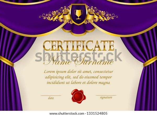 Elegant Template Certificate Diploma Lace Ornament Stock Vector