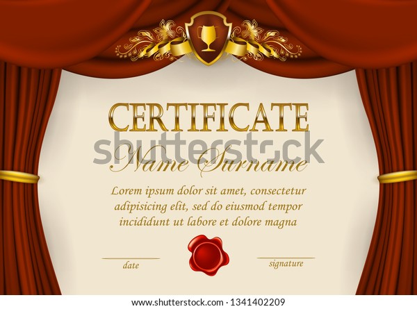 Elegant Template Certificate Diploma Lace Ornament Stock Vector