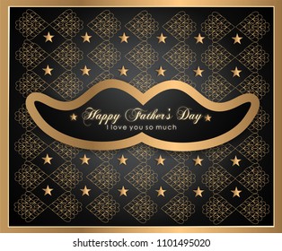 Elegant template of the day of the father with ornamental figures and a golden frame with multiple stars. Vector art