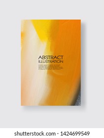 Elegant template design with orange, gold, yellow, black ink brush elements. Abstract decoration. Vector illustration.