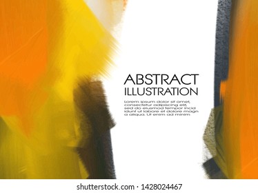 Elegant template design with orange, gold, yellow, black ink brush elements. Abstract decoration. Vector illustration.