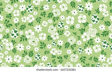 Elegant template for Easter with simple egg and flower pattern background design.