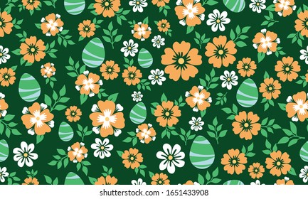 Elegant template for Easter, with vintage design of egg and flower pattern background.