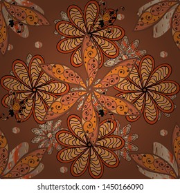 The elegant the template for fashion prints. Amazing seamless floral pattern with bright colorful flowers and leaves on a orange, black and brown colors. Folk style. Modern floral background.