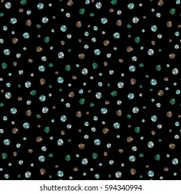 The elegant the template for fashion prints. Ditsy floral style in neutral, green and blue colors. Vector little flowers on a black background. Cute seamless pattern in small flower.