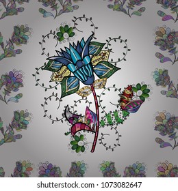 The elegant the template for fashion prints. Folk style. Modern floral background. Amazing seamless floral pattern with bright gradient flowers and leaves on a white, blue, black, and green colors.