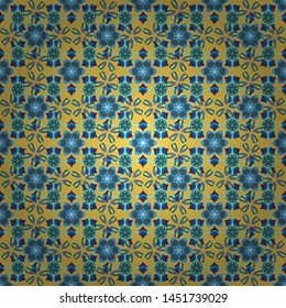 The elegant the template for fashion prints. Vector illustration. Ditsy floral style in yellow, blue and green colors. Cute seamless pattern in small flower.