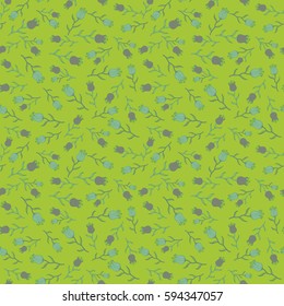 The elegant the template for fashion prints. Vector small flowers in beige and green colors. Cute seamless pattern in small flowers. Ditsy floral style.