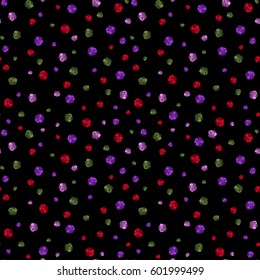 The elegant the template for fashion prints. Vector ditsy floral style. Small green, violet and neutral flowers. Cute seamless pattern in small flower on a black background.