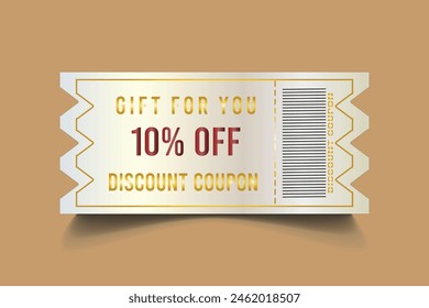 Elegant template for a festive gift card, coupon and certificate. Discount Coupon Template Vector Illustration . golden ticket. eps10.