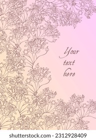 Elegant template with flowers silhouette and simple text. Suitable for invitations, greeting card, advertising leaflets and packaging design