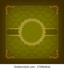 Elegant template frame design for luxury greeting card, invitation with lace ornament, place for text. Floral elements, ornate background. Vector illustration EPS 10.