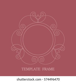 Elegant template frame made with flowers in linear style