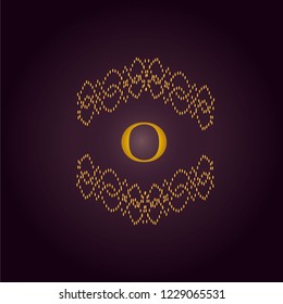 Elegant template of an elegant golden monogram. Design of the O logo for royalty, business cards, boutique, hotel, heraldry, web design. Vector illustration