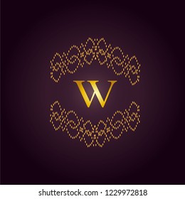 Elegant template of an elegant golden monogram. Design of the W logo for royalty, business cards, boutique, hotel, heraldry, web design. Vector illustration