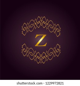 Elegant template of an elegant golden monogram. Design of the Z logo for royalty, business cards, boutique, hotel, heraldry, web design. Vector illustration