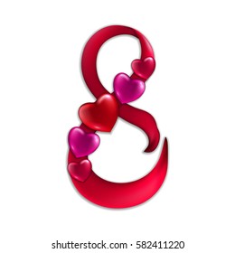 Elegant template for invitation, gift, greeting card, postcard with hearts, place for text. Festive background for international holiday 8th of March. Vector illustration EPS 10.