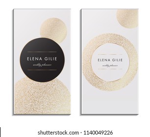 Elegant Template Luxury Business Card with Gold Dust & Place for Text. Vector illustration 