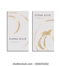 Elegant Template Luxury Business Card with Gold Dust & Place for Text. Vector illustration 