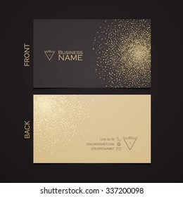 Elegant Template Luxury Business Card with Gold Dust & Place for Text. Particles Background. Vector illustration 