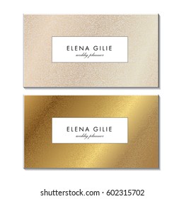 Elegant Template Luxury Business Card with Gold Dust & Place for Text. Particles Background. Vector illustration 