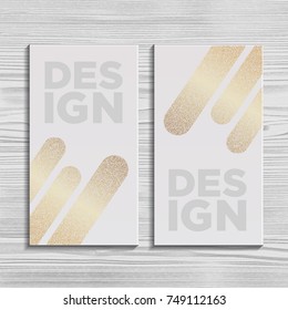 Elegant Template Luxury Business Card with Gold Dust & Place for Text. Particles Background. Vector illustration 