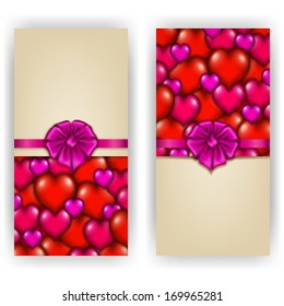 Elegant template for luxury invitation, card with bow, ribbon, place for text. Valentine's day vector background. Vector illustration EPS 10.