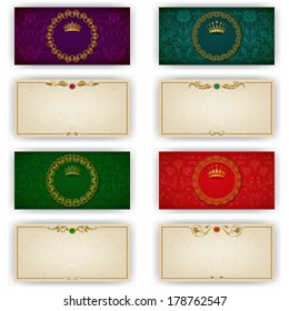 Elegant template luxury invitation, card with lace ornament, place for text. Floral elements, ornate background. Vector illustration EPS 10.