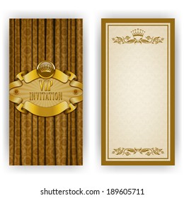 Elegant template luxury invitation, card with lace ornament, crown, place for text. Floral elements, ornate background. Vector illustration EPS 10.