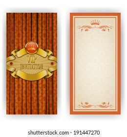 Elegant template luxury invitation, card with lace ornament, crown & place for text. Floral elements & ornate background. Vector illustration EPS 10