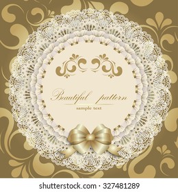 Elegant template luxury invitation, gift card with lace ornament  & place for text. Floral elements & ornate background. Vector illustration EPS 10