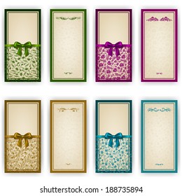 Elegant template luxury invitation, greeting card with lace ornament, bow, place for text. Floral elements, ornate background. Vector illustration EPS 10.