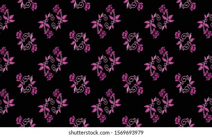 Elegant template, magenta leaf flower, isolated on black background.