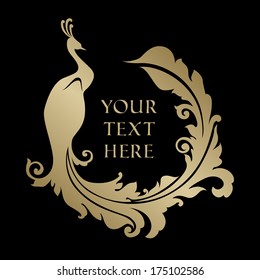 Elegant template with ornamental bird and place for your text. Vector illustration