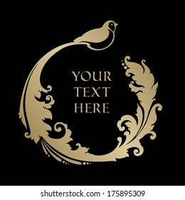 Elegant template with ornamental bird and place for your text. Vector illustration 