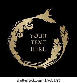 Elegant template with ornamental bird and place for your text. Vector illustration 