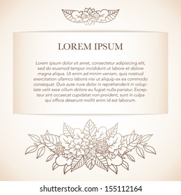 Elegant template with ornamental floral composition.