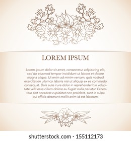 Elegant template with ornamental floral composition.