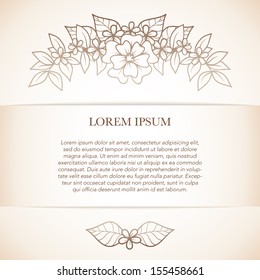 Elegant template with ornamental floral composition.