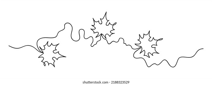 Elegant template for pattern brush. Maple leaf drawn by one line. Sketch. Continuous line drawing art. Vector illustration in doodle style.