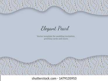 Elegant template with pearl pattern. Vector design for banners, cards, wedding invitation. Horizontal layout.