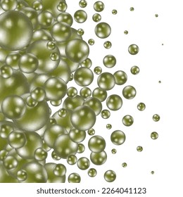 Elegant template with pearl pattern. Vector design for banners, cards, wedding invitation. Green balls.