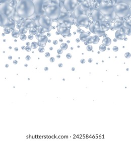Elegant template with pearl pattern. Vector design for banners, cards, wedding invitation. Blue balls.