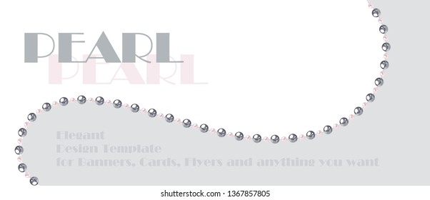 Elegant template with pearl string in abstract style. Vector design for banners, cards, wedding invitation.